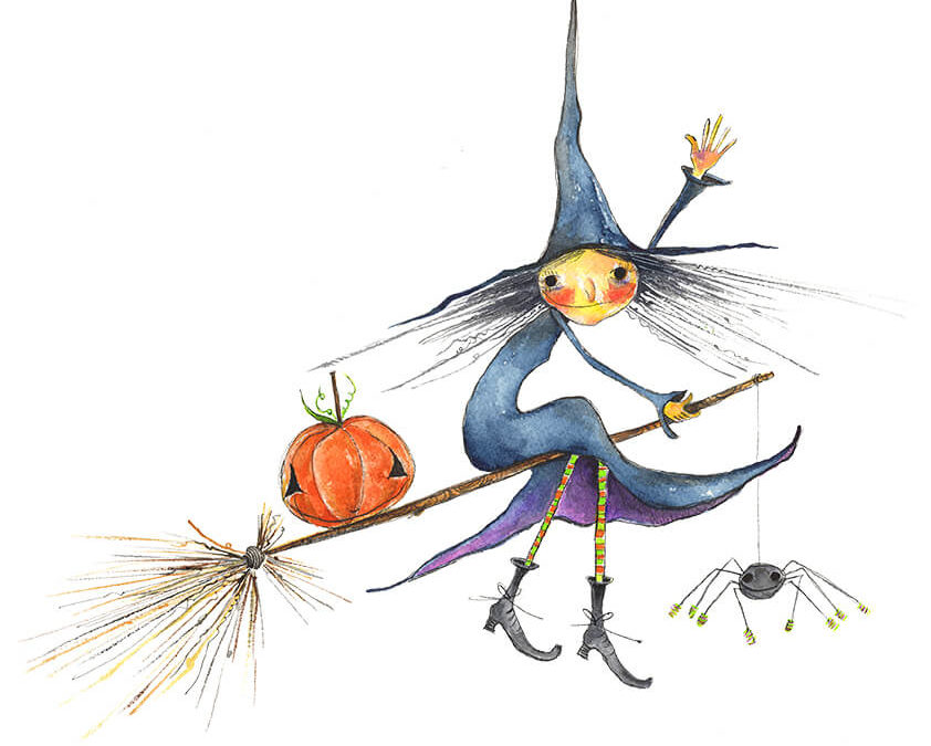 Halloween Witch on Broomstick 72