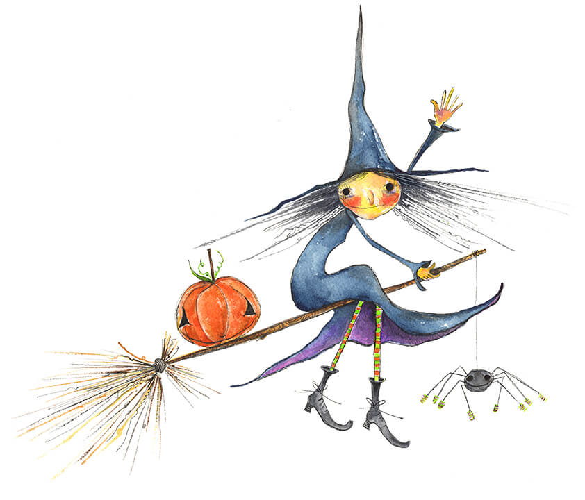 Halloween Witch on Broomstick 72